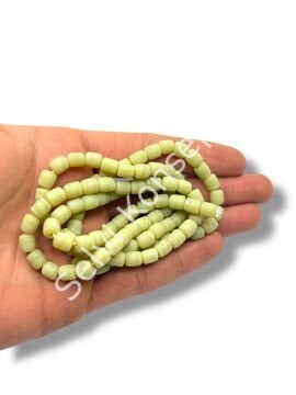 El Yapımı Mat Silindir Dizi Cam Boncuk Krem 6x7 mm