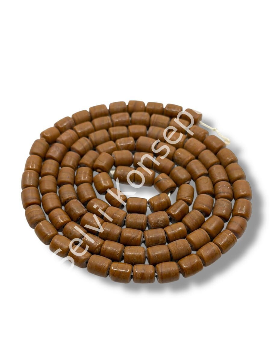 El Yapımı Mat Silindir Dizi Cam Boncuk Kahverengi 6x7 mm