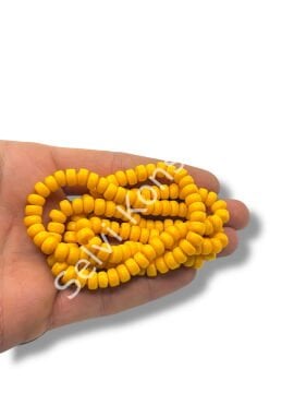 El Yapımı Parlak Yassı Silindir Dizi Cam Boncuk Hardal 7x4 mm