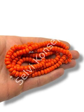 El Yapımı Parlak Yassı Silindir Dizi Cam Boncuk Turuncu 7x4 mm