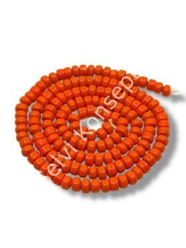 El Yapımı Parlak Yassı Silindir Dizi Cam Boncuk Turuncu 7x4 mm