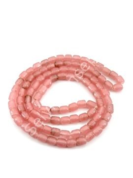 Silindir Dizi Cam Boncuk Şeffaf Pembe 6x7,5 mm