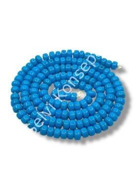 El Yapımı Parlak Yassı Silindir Dizi Cam Boncuk Mavi 7x4 mm
