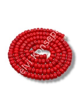 El Yapımı Parlak Yassı Silindir Dizi Cam Boncuk Kırmızı 7x4 mm