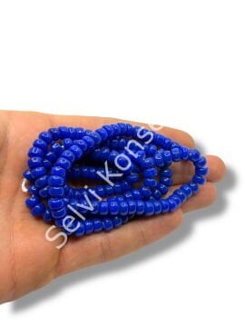 El Yapımı Parlak Yassı Silindir Dizi Cam Boncuk Lacivert 7x4 mm