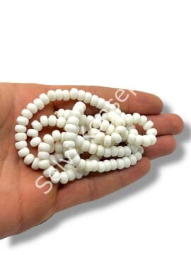 El Yapımı Parlak Yassı Silindir Dizi Cam Boncuk Beyaz 7x4 mm