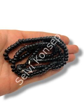 El Yapımı Parlak Yassı Silindir Dizi Cam Boncuk Siyah 7x4 mm