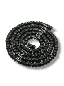 El Yapımı Parlak Yassı Silindir Dizi Cam Boncuk Siyah 7x4 mm
