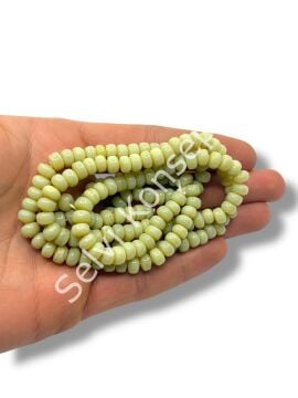 El Yapımı Parlak Yassı Silindir Dizi Cam Boncuk Krem 7x4 mm