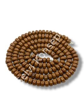 El Yapımı Parlak Yassı Silindir Dizi Cam Boncuk Kahverengi 7x4 mm