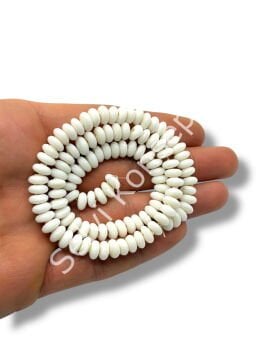 El Yapımı Parlak Disk Rondela Dizi Cam Boncuk Beyaz 7,5x3,5 mm