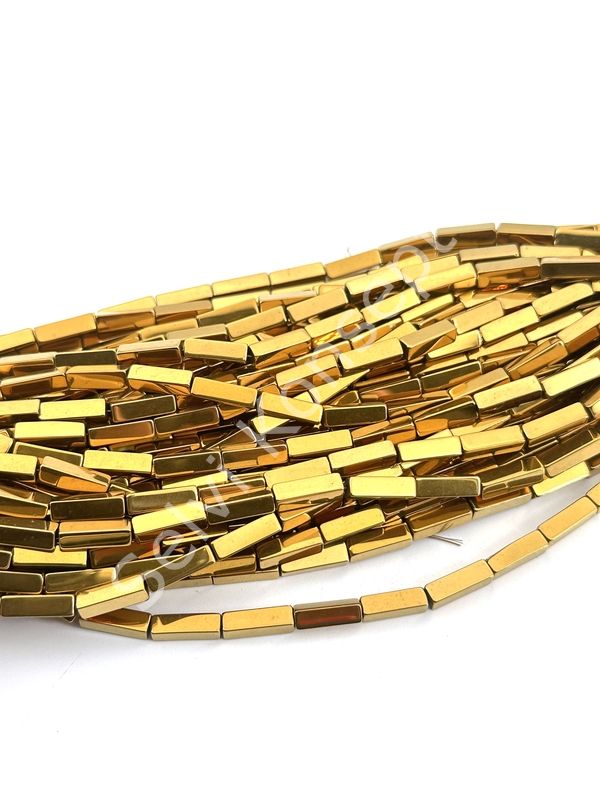 4x13 mm Dikdörtgen Hematit Doğal Taş Altın Sarısı