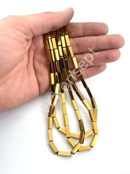 4x13 mm Dikdörtgen Hematit Doğal Taş Altın Sarısı