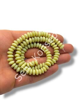 El Yapımı Parlak Disk Rondela Dizi Cam Boncuk Krem 7,5x3,5 mm