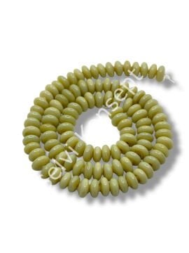 El Yapımı Parlak Disk Rondela Dizi Cam Boncuk Krem 7,5x3,5 mm