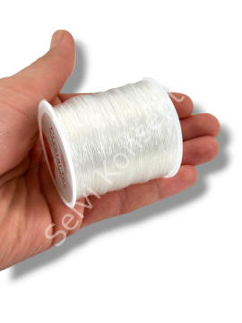Beyaz Lastikli Esnek Misina İp 0.8 mm 100 Metre