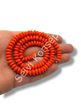 El Yapımı Parlak Disk Rondela Dizi Cam Boncuk Turuncu 7,5x3,5 mm