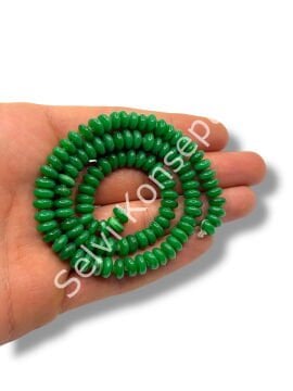 El Yapımı Parlak Disk Rondela Dizi Cam Boncuk Orman Yeşili 7,5x3,5 mm