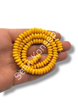 El Yapımı Parlak Disk Rondela Dizi Cam Boncuk Hardal 7,5x3,5 mm