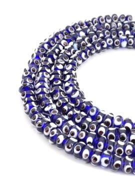 Rondela Dizi Cam Nazar Boncuğu Lacivert 10 mm