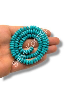 El Yapımı Parlak Disk Rondela Dizi Cam Boncuk Turkuaz 7,5x3,5 mm