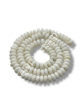 El Yapımı Mat Disk Rondela Dizi Cam Boncuk Beyaz 7,5x3,5 mm