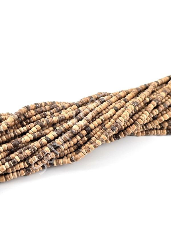 Hindistan Cevizi Kabuğu (Coconut) Ahşap Dizi Boncuk Açık Kahve 3-4 mm