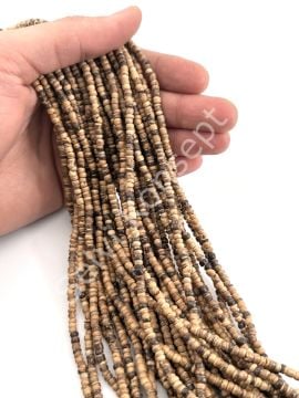 Hindistan Cevizi Kabuğu (Coconut) Ahşap Dizi Boncuk Açık Kahve 3-4 mm