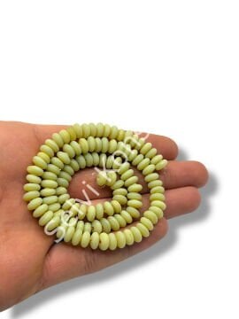 El Yapımı Mat Disk Rondela Dizi Cam Boncuk Krem 7,5x3,5 mm