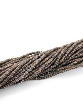 Hindistan Cevizi Kabuğu (Coconut) Ahşap Dizi Boncuk Koyu Kahverengi 3-4 mm
