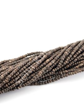 Hindistan Cevizi Kabuğu (Coconut) Ahşap Dizi Boncuk Koyu Kahverengi 3-4 mm