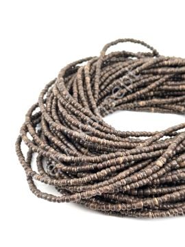 Hindistan Cevizi Kabuğu (Coconut) Ahşap Dizi Boncuk Koyu Kahverengi 3-4 mm