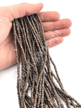 Hindistan Cevizi Kabuğu (Coconut) Ahşap Dizi Boncuk Koyu Kahverengi 3-4 mm