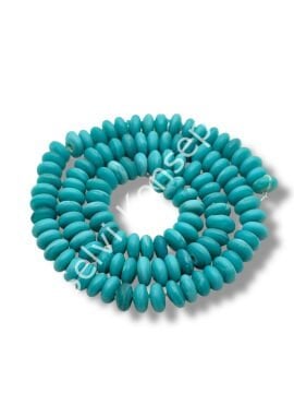 El Yapımı Mat Disk Rondela Dizi Cam Boncuk Turkuaz 7,5x3,5 mm