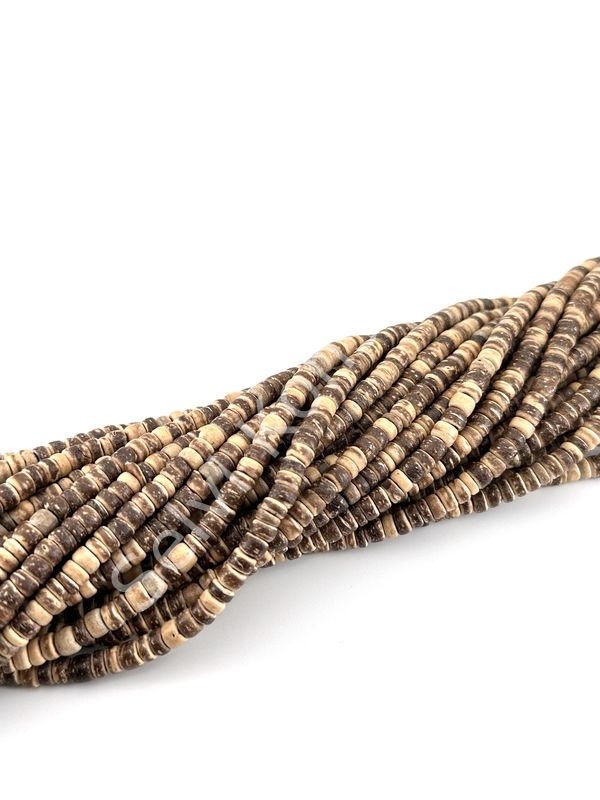 Hindistan Cevizi Kabuğu (Coconut) Ahşap Dizi Boncuk Açık Kahverengi 5-6 mm
