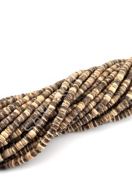 Hindistan Cevizi Kabuğu (Coconut) Ahşap Dizi Boncuk Açık Kahverengi 5-6 mm