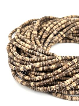 Hindistan Cevizi Kabuğu (Coconut) Ahşap Dizi Boncuk Açık Kahverengi 5-6 mm