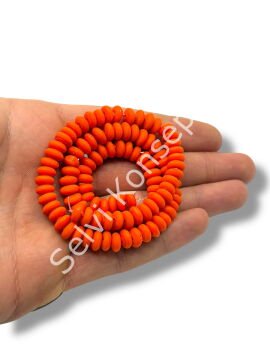 El Yapımı Mat Disk Rondela Dizi Cam Boncuk Turuncu 7,5x3,5 mm