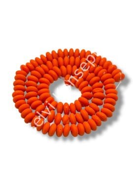 El Yapımı Mat Disk Rondela Dizi Cam Boncuk Turuncu 7,5x3,5 mm