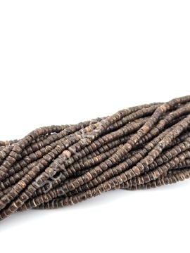 Hindistan Cevizi Kabuğu (Coconut) Ahşap Dizi Boncuk Koyu Kahverengi 5-6 mm