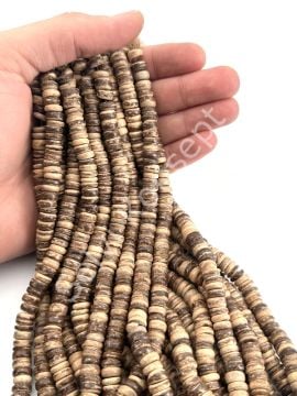 Hindistan Cevizi Kabuğu (Coconut) Ahşap Dizi Boncuk Açık Kahverengi 8 mm