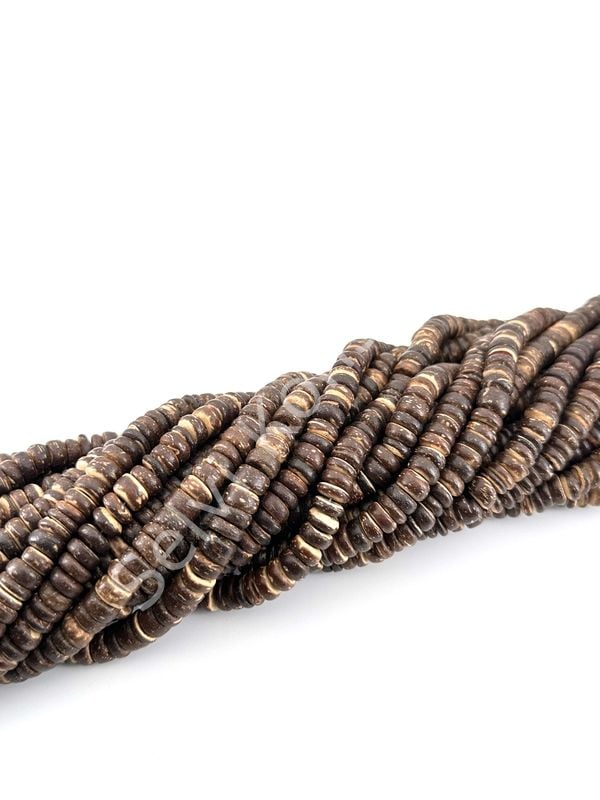 Hindistan Cevizi Kabuğu (Coconut) Ahşap Dizi Boncuk Koyu Kahverengi 8 mm