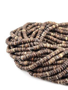 Hindistan Cevizi Kabuğu (Coconut) Ahşap Dizi Boncuk Koyu Kahverengi 8 mm