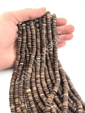 Hindistan Cevizi Kabuğu (Coconut) Ahşap Dizi Boncuk Koyu Kahverengi 8 mm