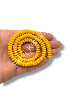 El Yapımı Mat Disk Rondela Dizi Cam Boncuk Hardal 7,5x3,5 mm