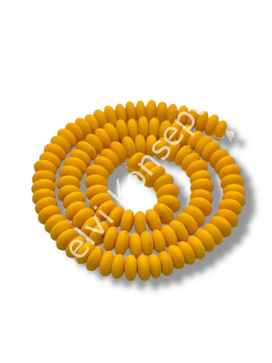 El Yapımı Mat Disk Rondela Dizi Cam Boncuk Hardal 7,5x3,5 mm