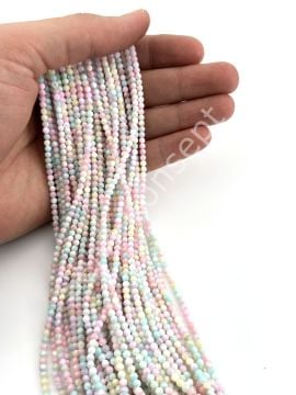 Soft Renkli Yuvarlak Doğal Sedef Taşı Dizi 3 mm