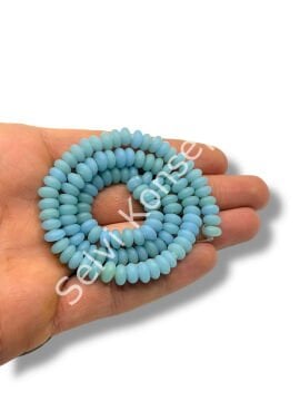 El Yapımı Mat Disk Rondela Dizi Cam Boncuk Alacalı Bebek Mavisi 7,5x3,5 mm