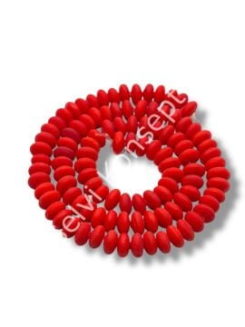 El Yapımı Mat Disk Rondela Dizi Cam Boncuk Kırmızı 7,5x3,5 mm