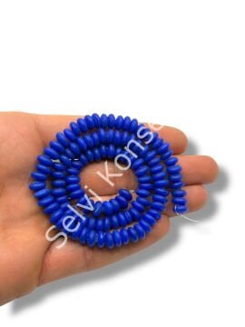 El Yapımı Mat Disk Rondela Dizi Cam Boncuk Lacivert 7,5x3,5 mm